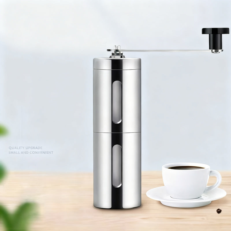 Hand coffee grinder made of stainless steel — product view 1