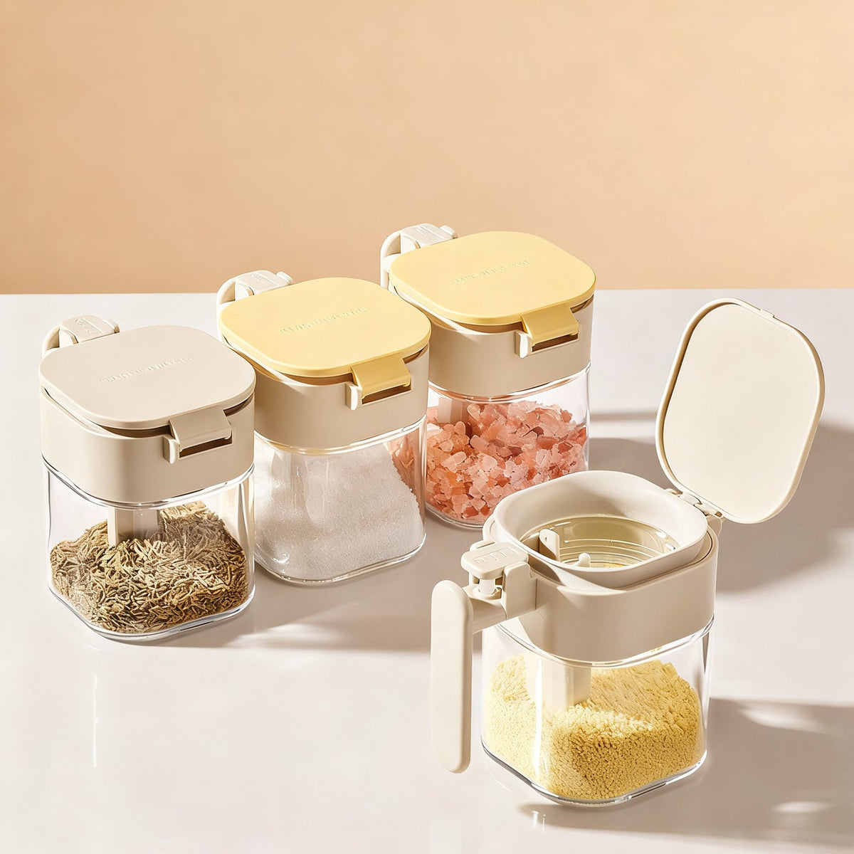 Spice jar with spoon, glass, airtight — product view 1