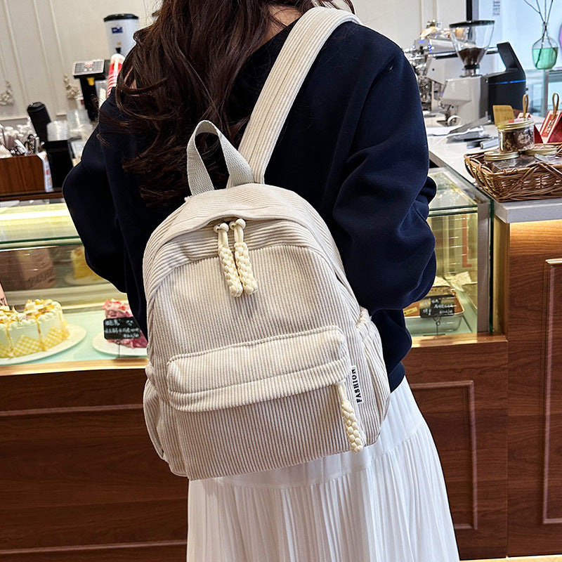 Large PU backpack, light, solid color — product view 3