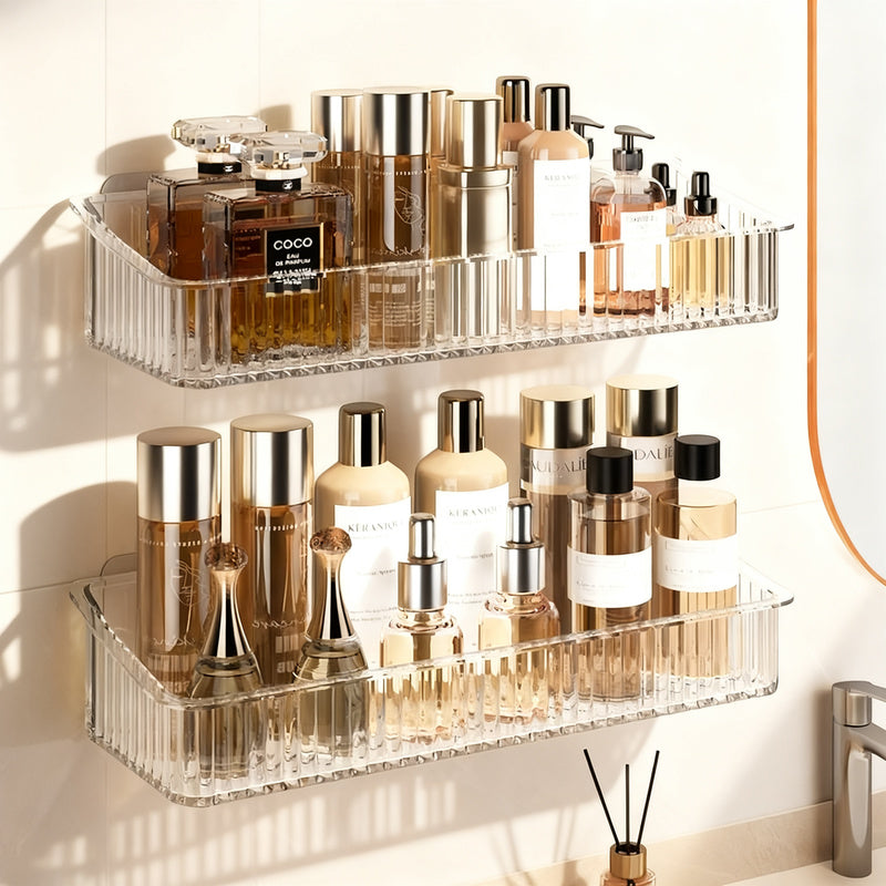 Transparent bathroom wall shelf, no drilling — product view 1