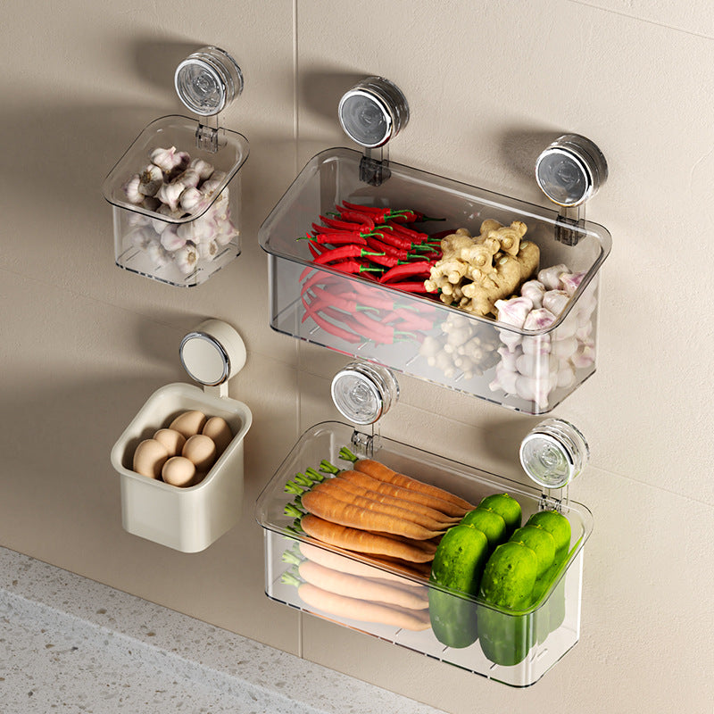 Wall-mounted storage box with suction cup — product view 2