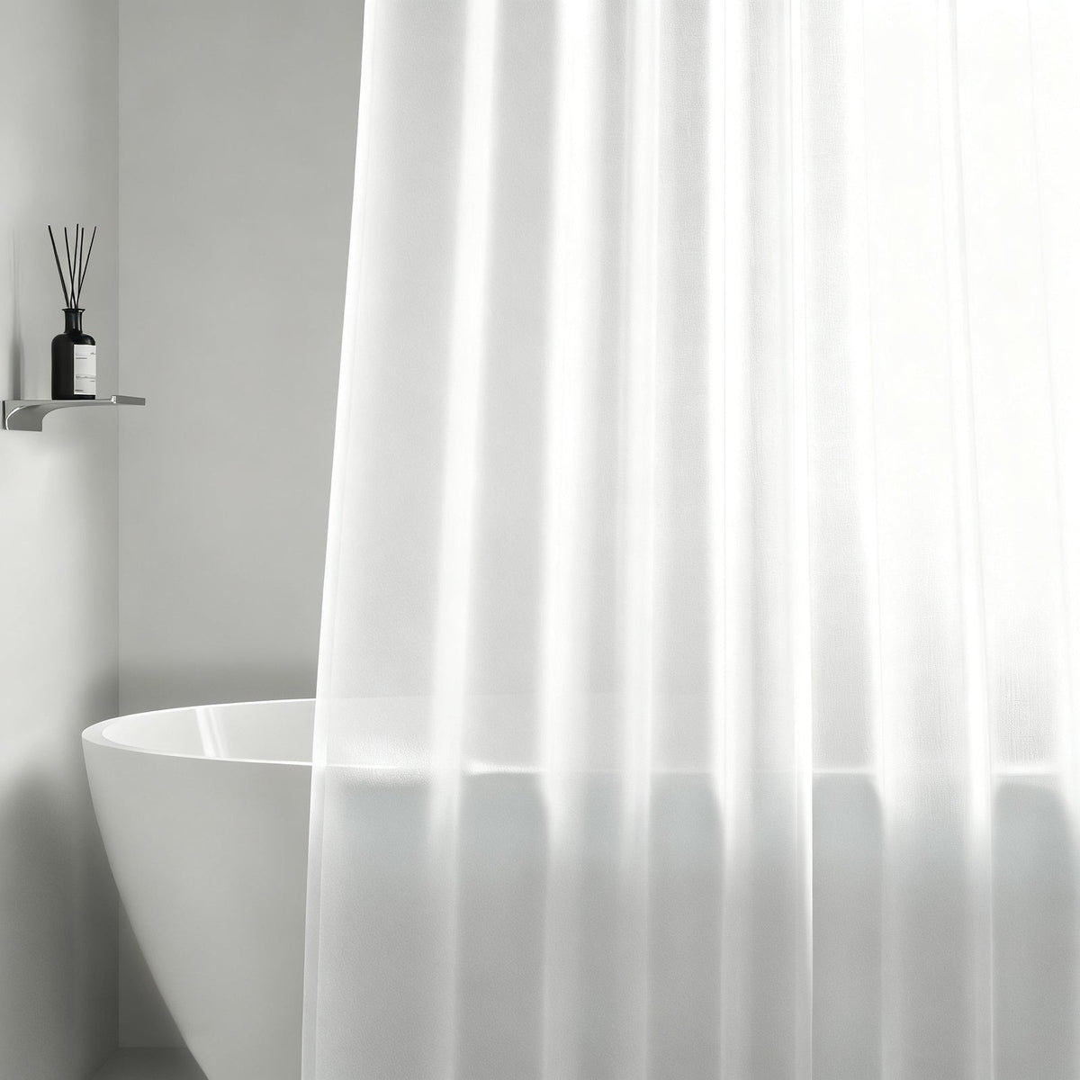 Shower curtain, PEVA, transparent, 80–120 cm — product view 1