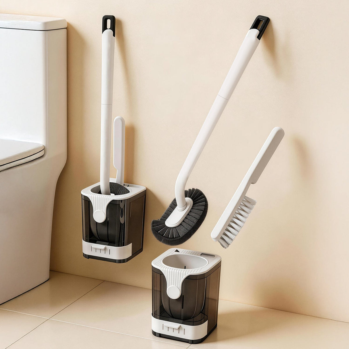 Toilet brush with holder, wall mountable — product view 1