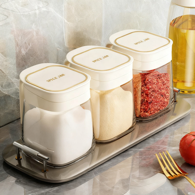 Glass spice boxes with lid, modern — product view 1