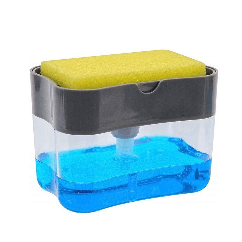Dish soap dispenser with sponge holder — product view 3