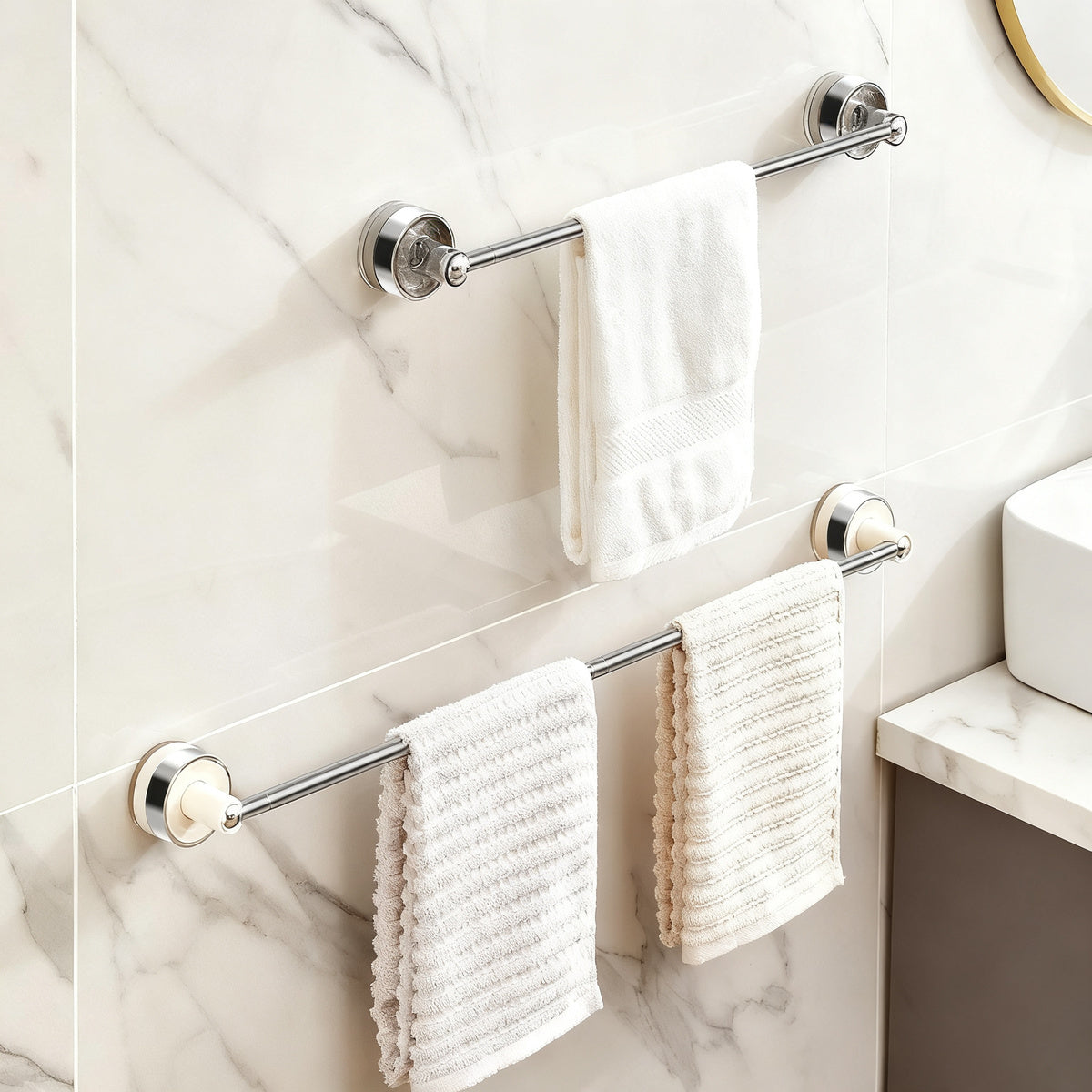 Telescopic suction cup towel bar for bathroom — product view 1