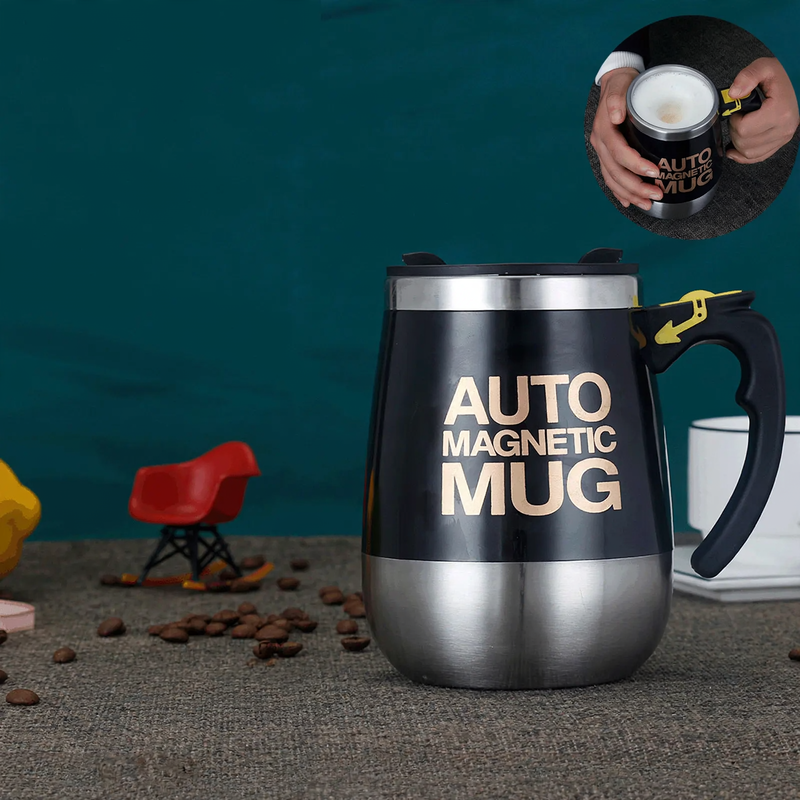 Self-stirring mug, 350 ml, stainless steel — product view 1