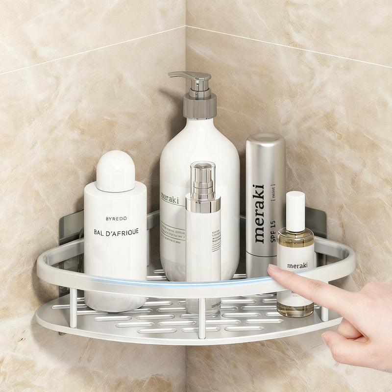 Wall shelf bathroom, triangular, no drilling, aluminum — product view 3
