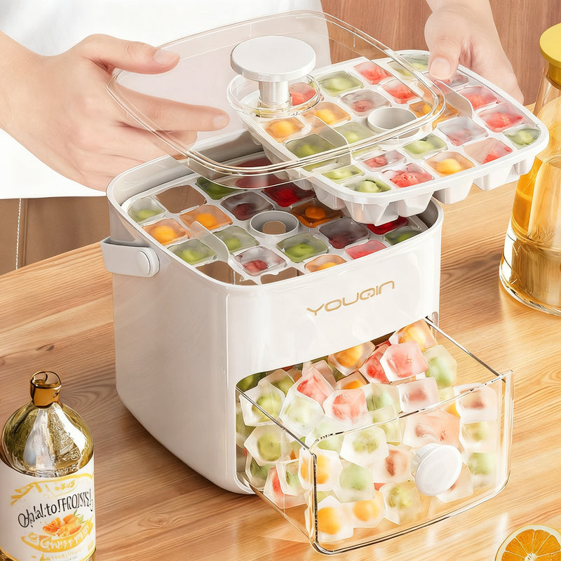 Snap-button ice cube tray with lid, 48 pieces — product view 1
