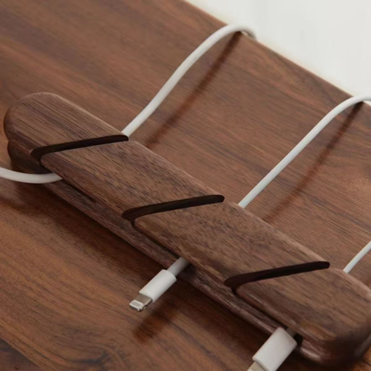 Wood cable organizer with slots — product view 2