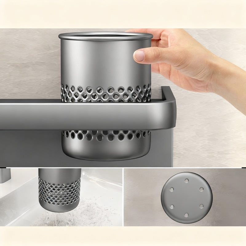 Toothbrush wall shelf with UV sterilization, gray — product view 2