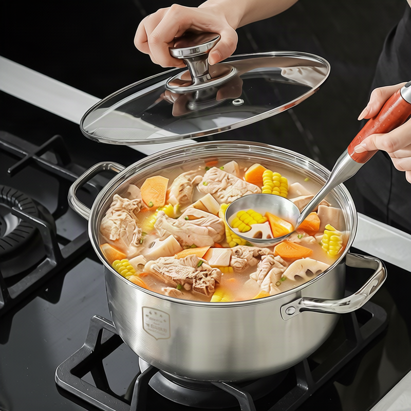 Stainless steel cooking pot 20 cm, 1.1–2 L, model HD190912 — product view 3