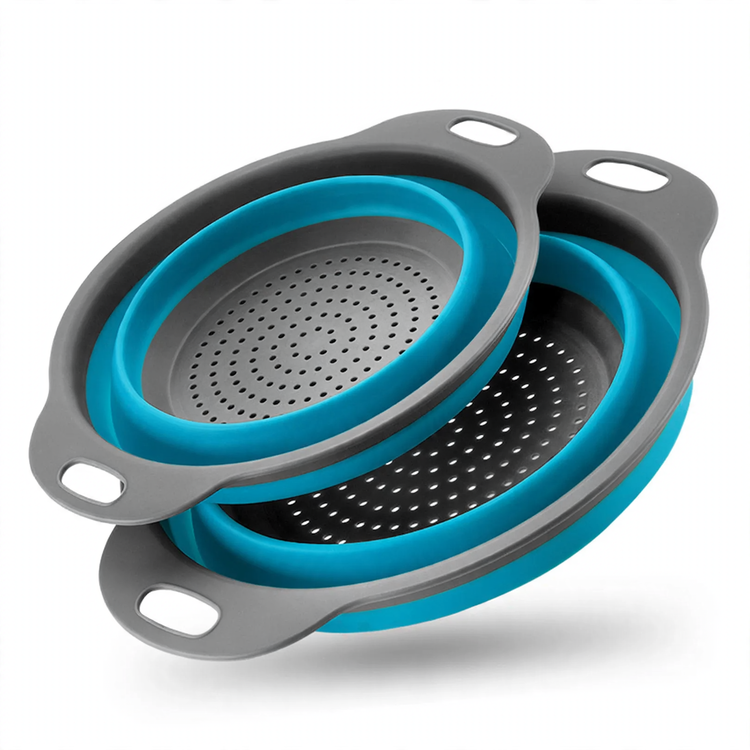 Folding vegetable bowl with strainer — product view 2