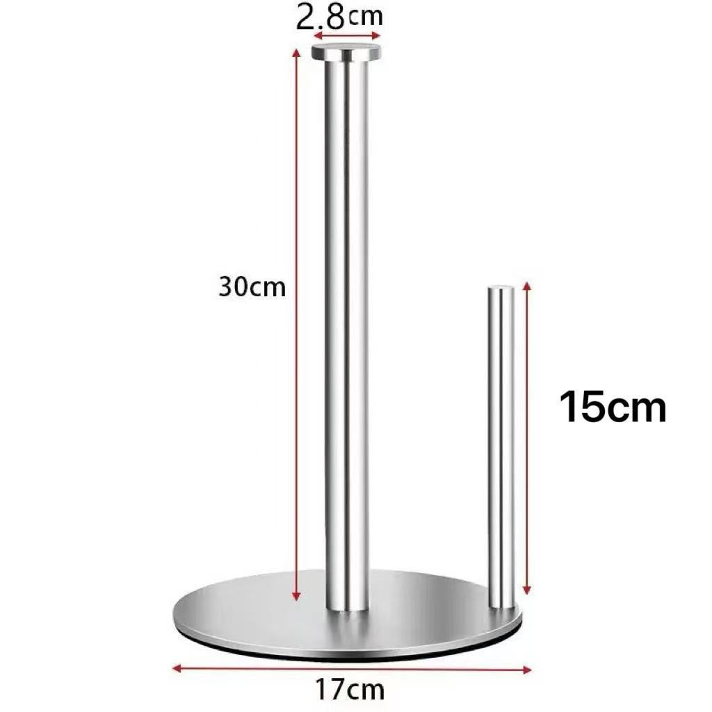 Stainless steel kitchen roll holder, double rod — product view 3
