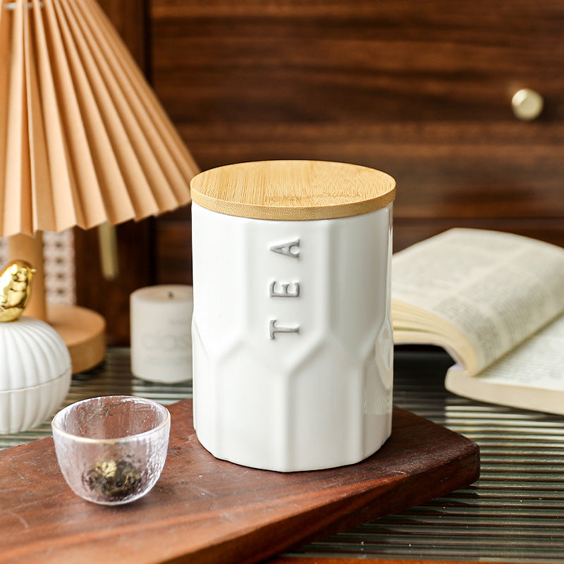 Ceramic storage jar with lid, modern design — product view 2