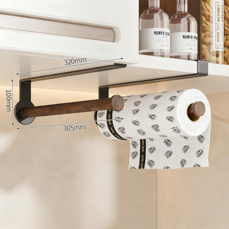 Kitchen roll holder with aluminum and walnut wood — product view 7
