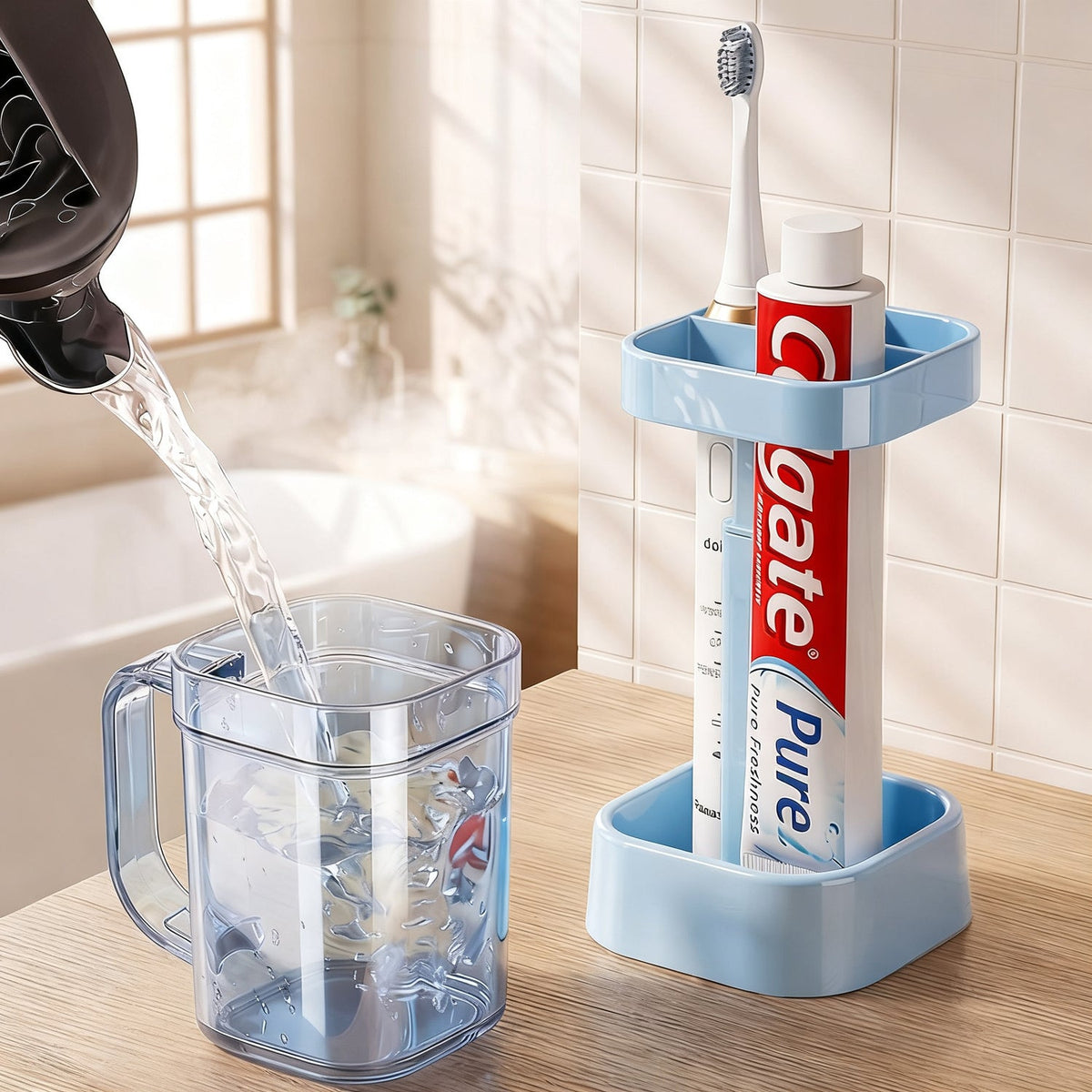 Toothbrush holder with adjustable height, modern design — product view 3