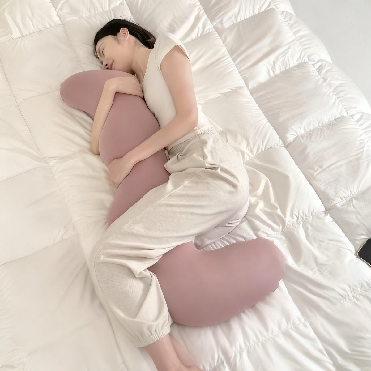Side sleeper pillow made of cotton, 115 × 48 cm — product view 1