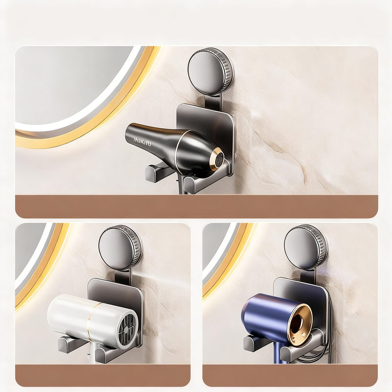 Suction cup holder for hair dryer and bathroom accessories — product view 4