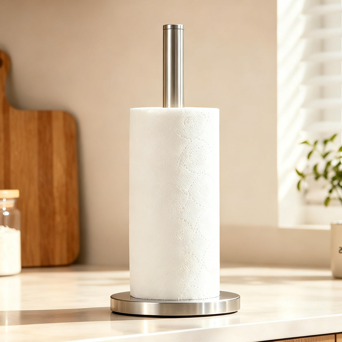 Stainless steel kitchen roll holder — product view 1