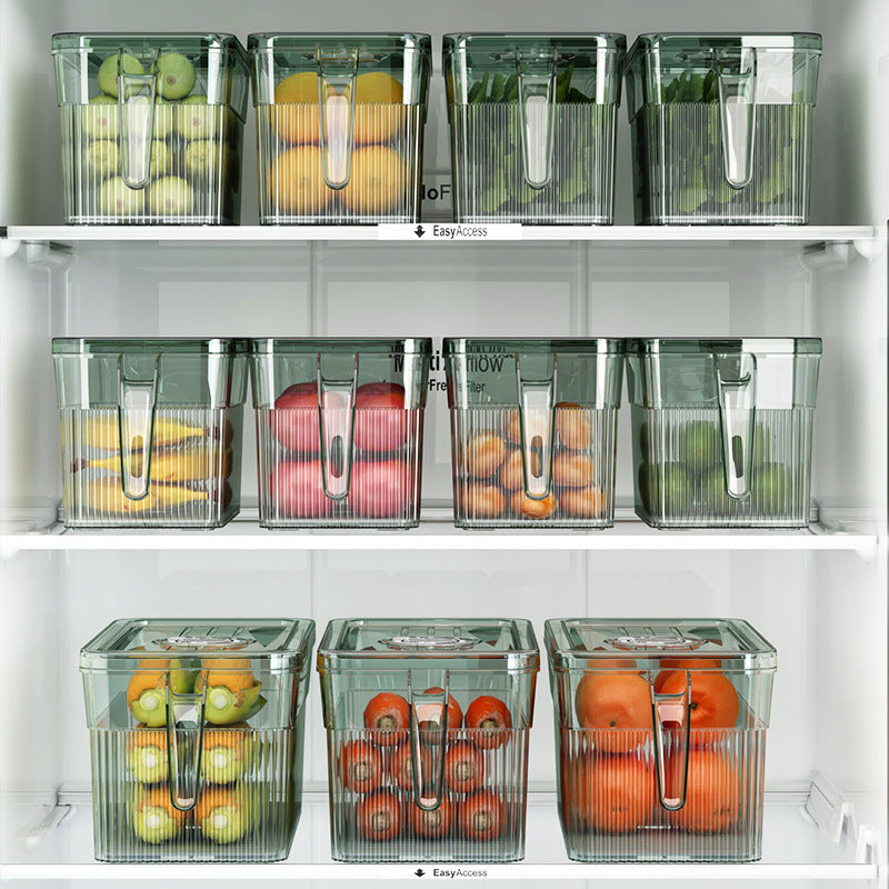 Refrigerator storage container with drain and timer function — product view 2