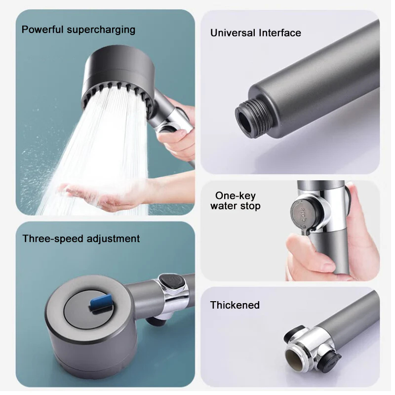 High-Pressure Shower Head with Microhole Water-Saving Plate — product view 3