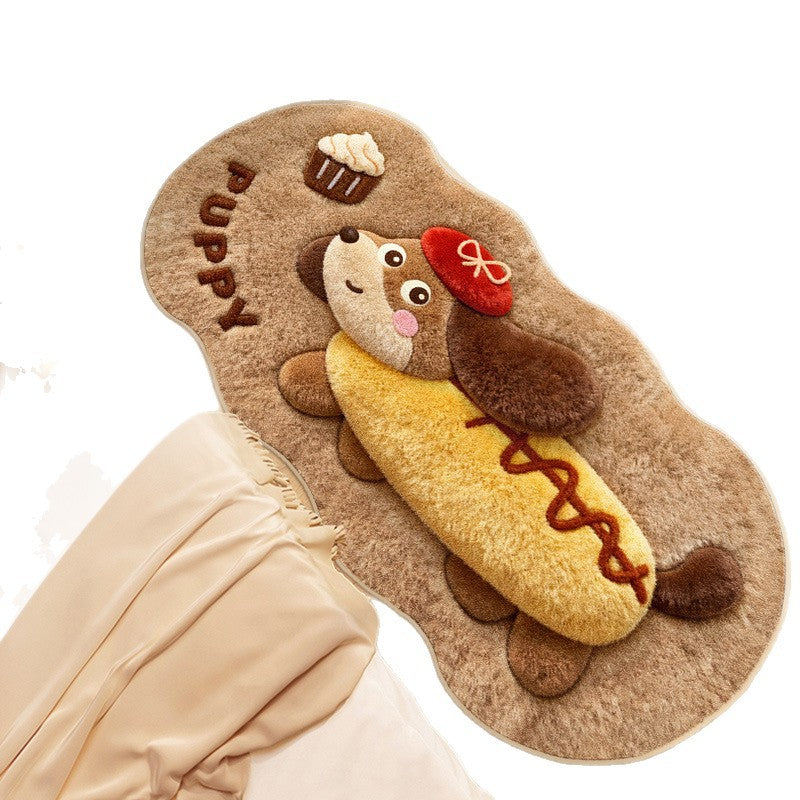 Animal motif bath mat, synthetic fur, washable — product view 1