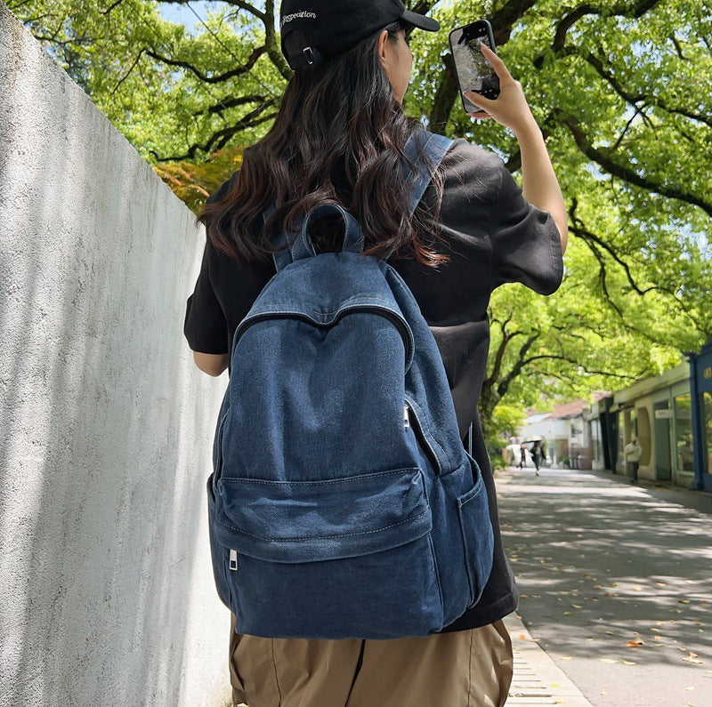 Denim fabric backpack, lightweight and versatile — product view 3