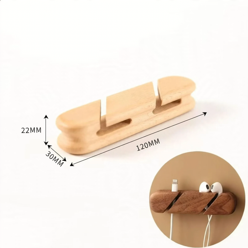 Wood cable organizer with slots — product view 7