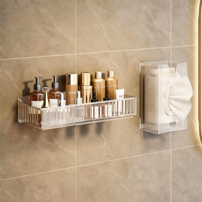 Acrylic wall shelf for bathroom, no drilling — product view 7