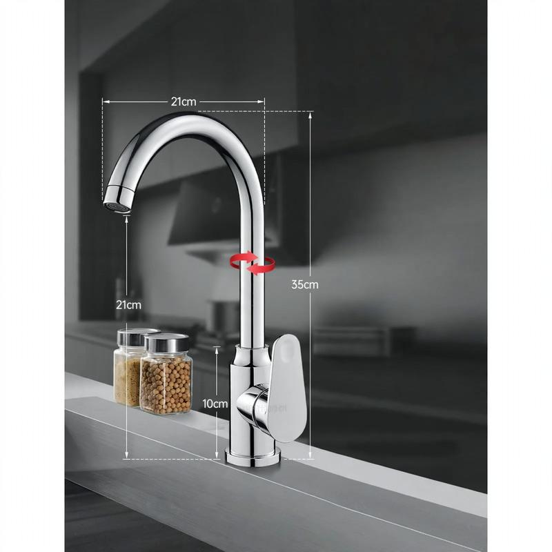 Kitchen faucet with splash guard, single lever operation — product view 6