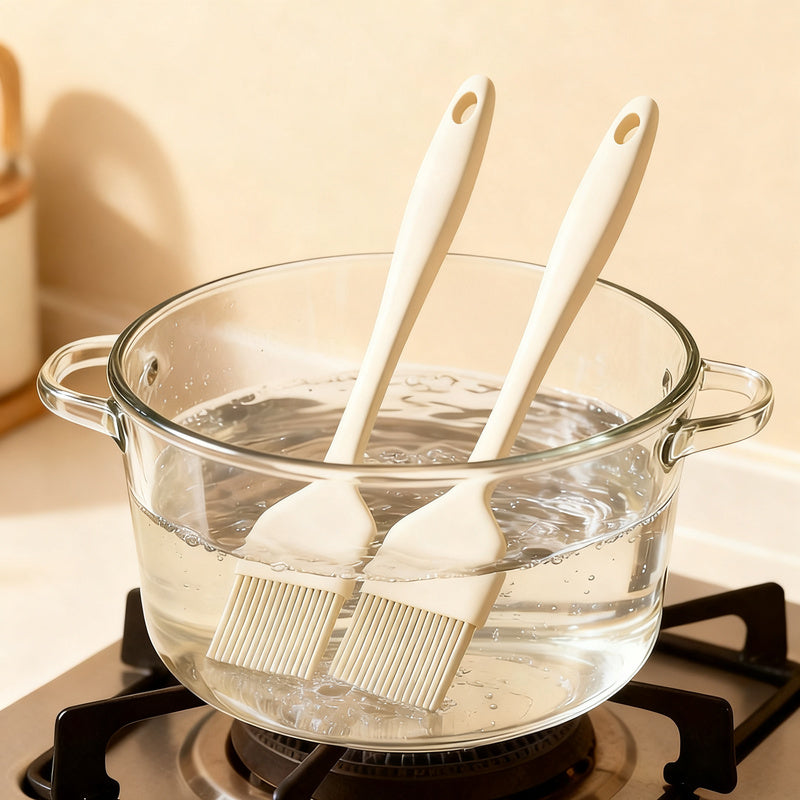 Silicone oil brush with wooden handle — product view 3