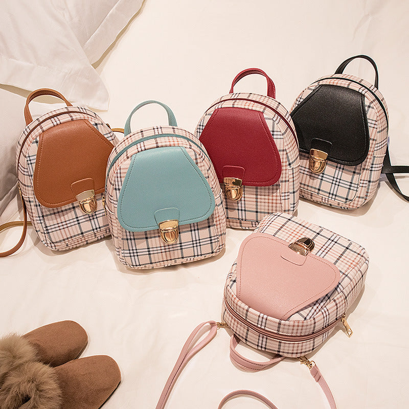 PU backpack with grid pattern, waterproof — product view 1