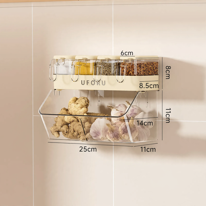 Wall-mounted spice box with compartments, plastic — product view 2