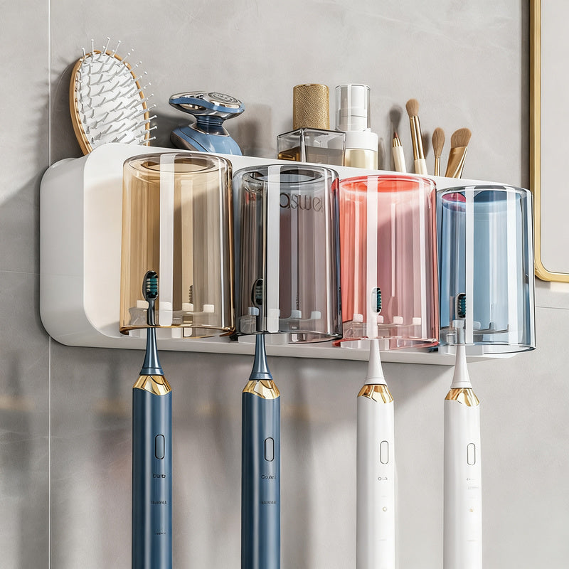 Toothbrush wall holder with toothpaste dispenser — product view 1