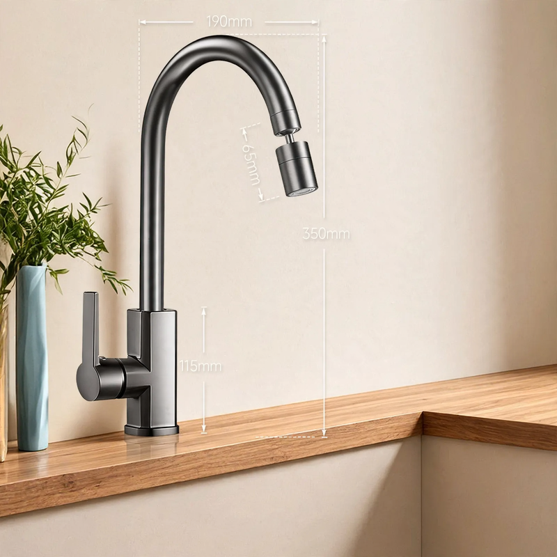 Kitchen faucet with splash guard, swivel, model S-10804 — product view 4