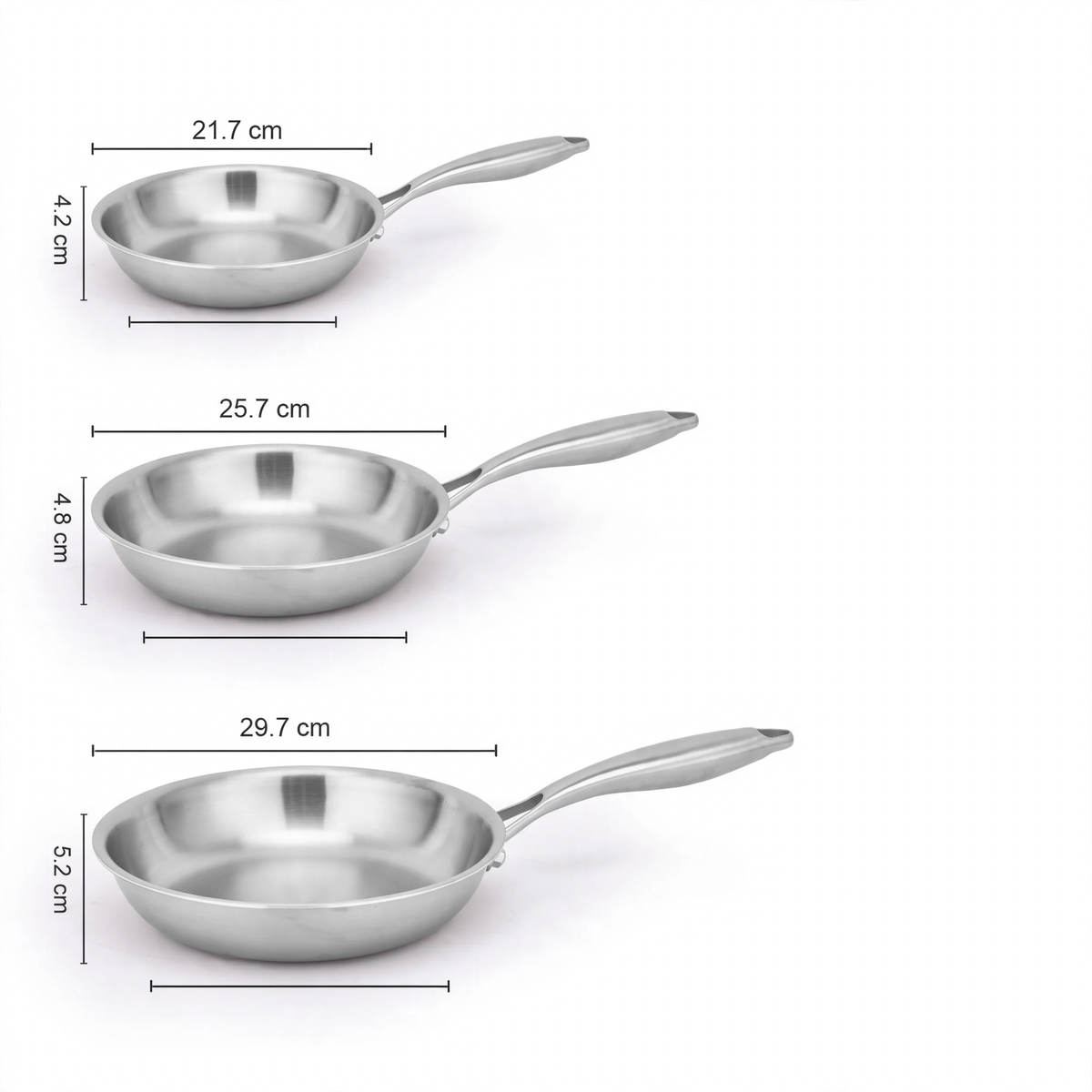 Sauté pan, 304 stainless steel, 3-ply — product view 2