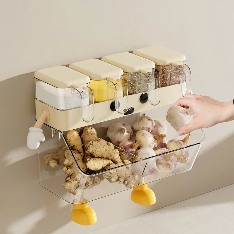Wall-mounted spice box with compartments, plastic — product view 1