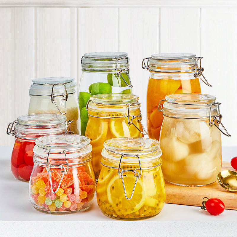 Glass storage jar with lid, airtight — product view 1