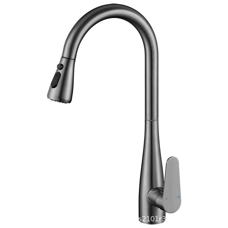 Kitchen faucet with retractable spout, cold and hot water — product view 2