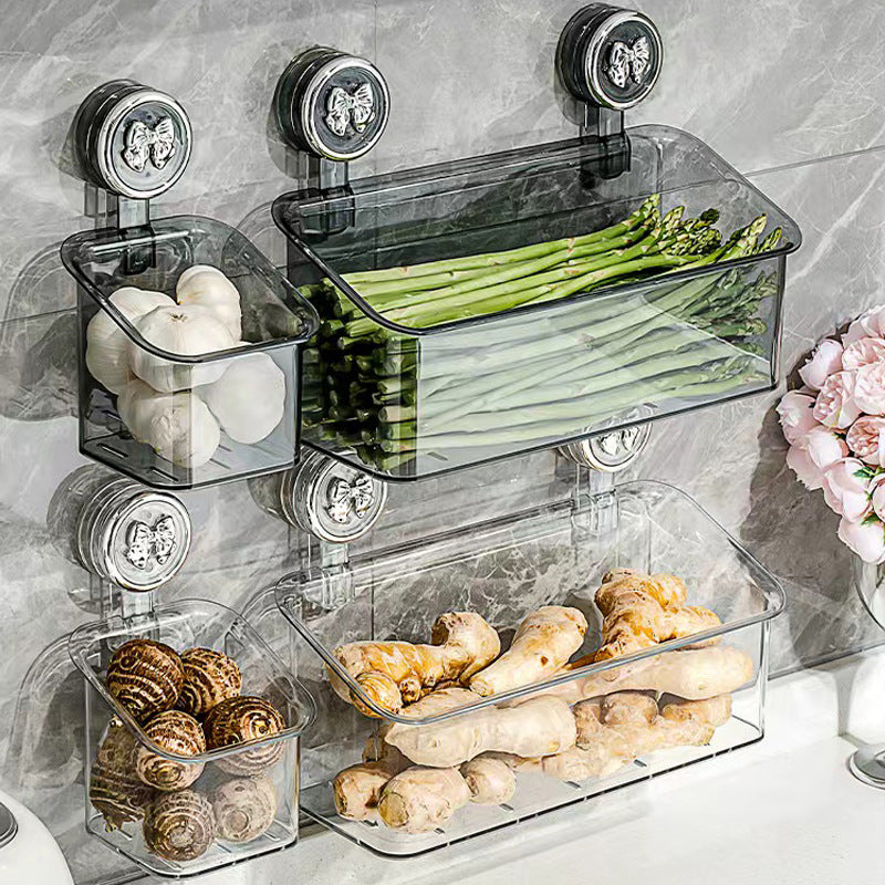 Wall-mounted storage box with suction cup — product view 1