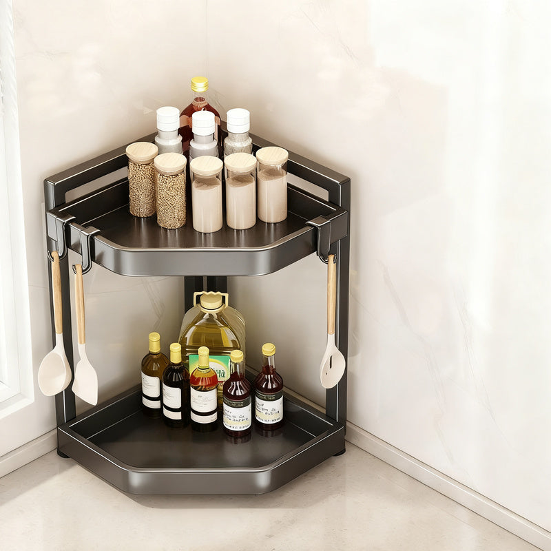 Corner shelf for kitchen, spice rack, carbon steel — product view 5