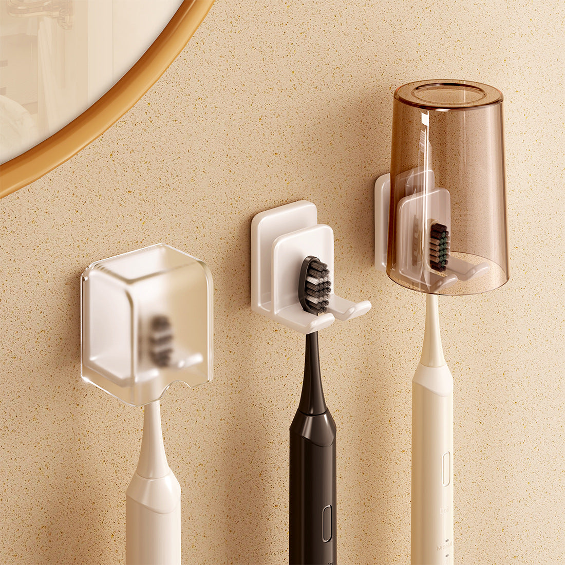Toothbrush holder with lid, ABS, wall-mounted — product view 1