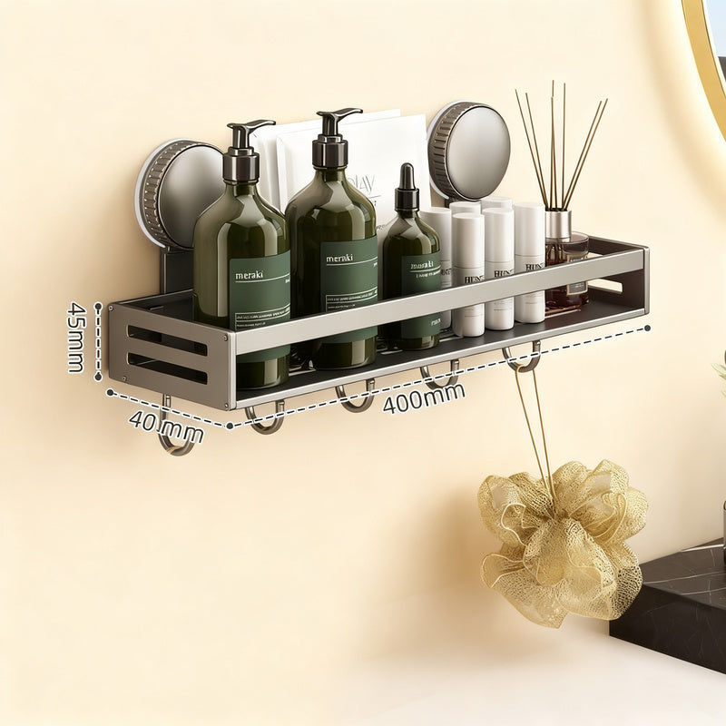Bathroom corner basket with suction cup made of aluminum — product view 2