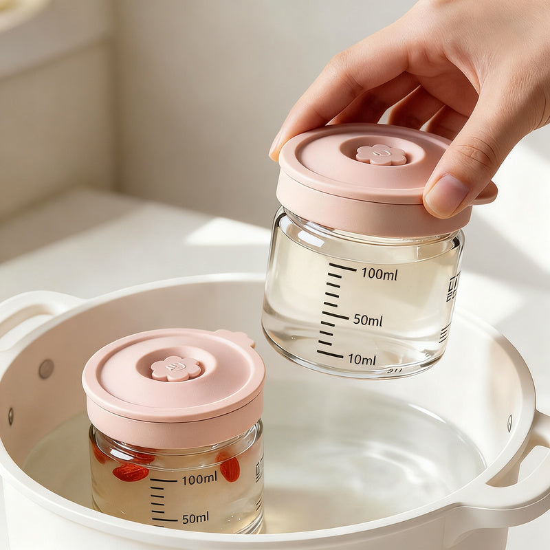 Borosilicate glass storage jar with measurement scale — product view 4