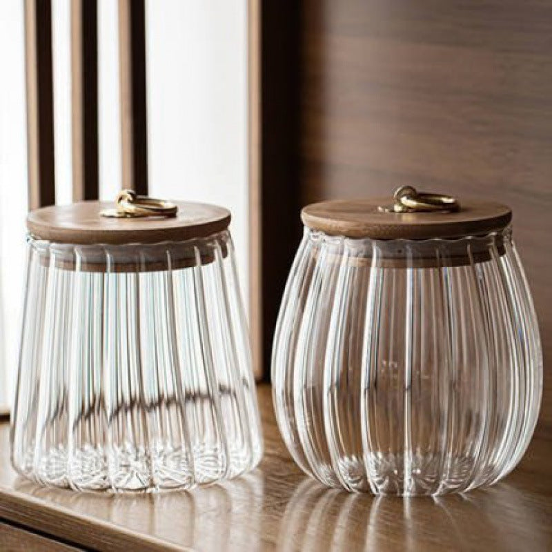Flower-shaped glass storage, transparent, modern — product view 7