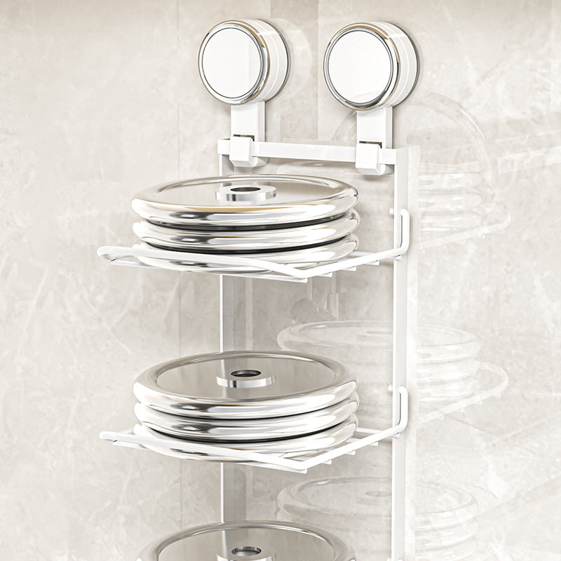 Suction cup preparation shelf, stainless steel, three-layer — product view 4