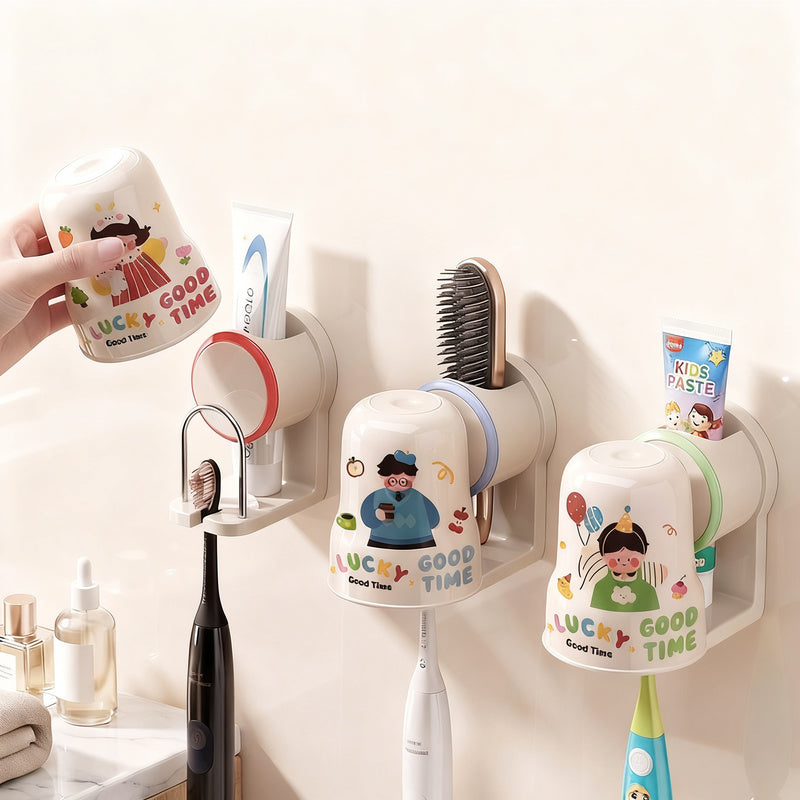 Toothbrush holder for sticking with toothbrush cup — product view 1
