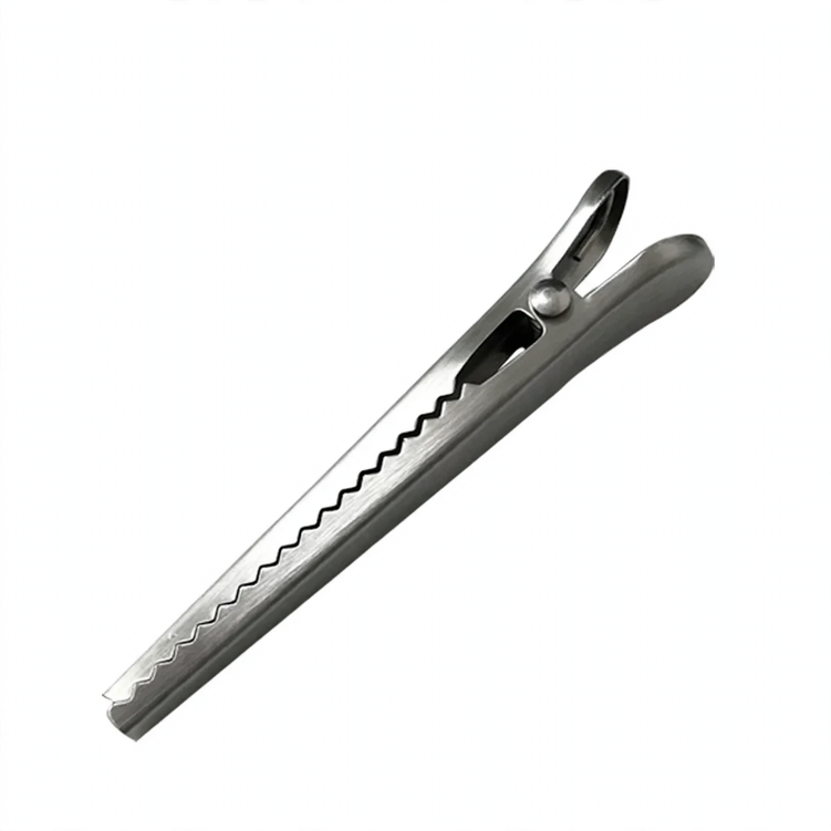 Stainless steel closure clip for bags — product view 2