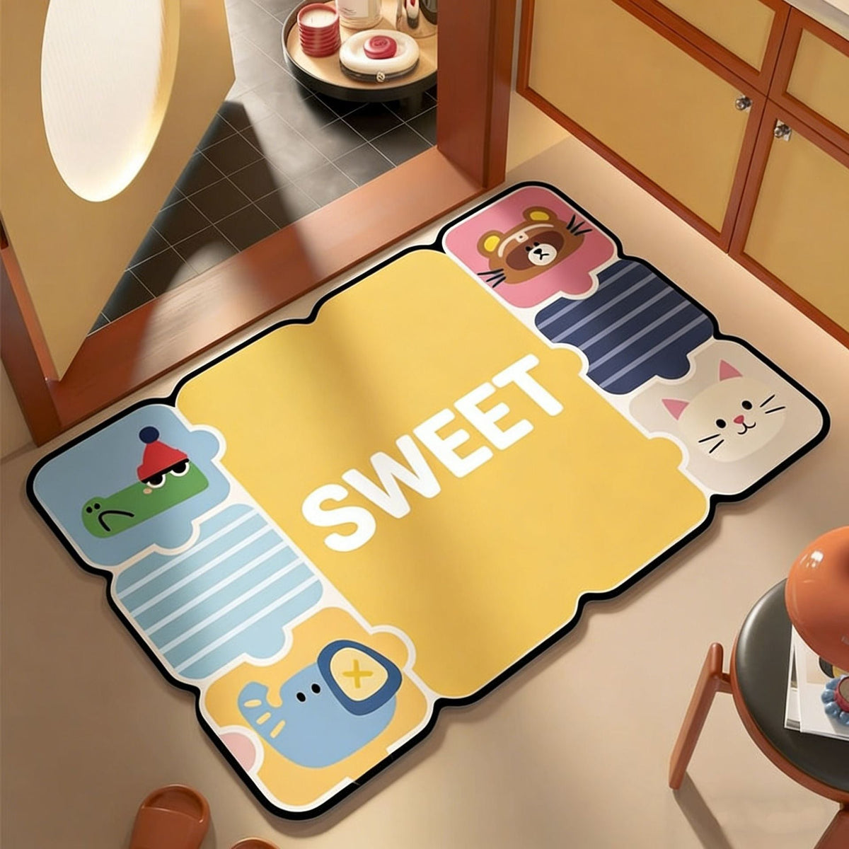Cartoon doormat made of polyester, washable — product view 2